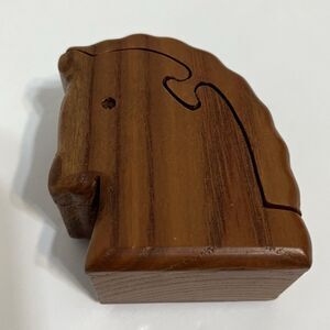 Horse Wooden Puzzle Box Handcrafted Vintage Jewelry Trinket Box Collectible